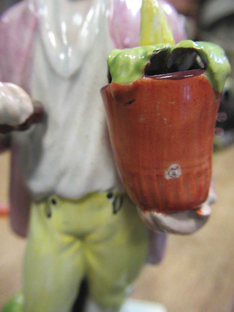 Two Staffordshire pearlware figures of a gardener and a fisherwoman, tallest 17cm highCondition - Image 8 of 20