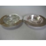 A pair of silver butter dishes with non matching glass liners, 14.4ozt weighable silver (2)