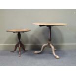 A tilt top tripod table 73cm high and 75cm diameter, togetther with a wine table