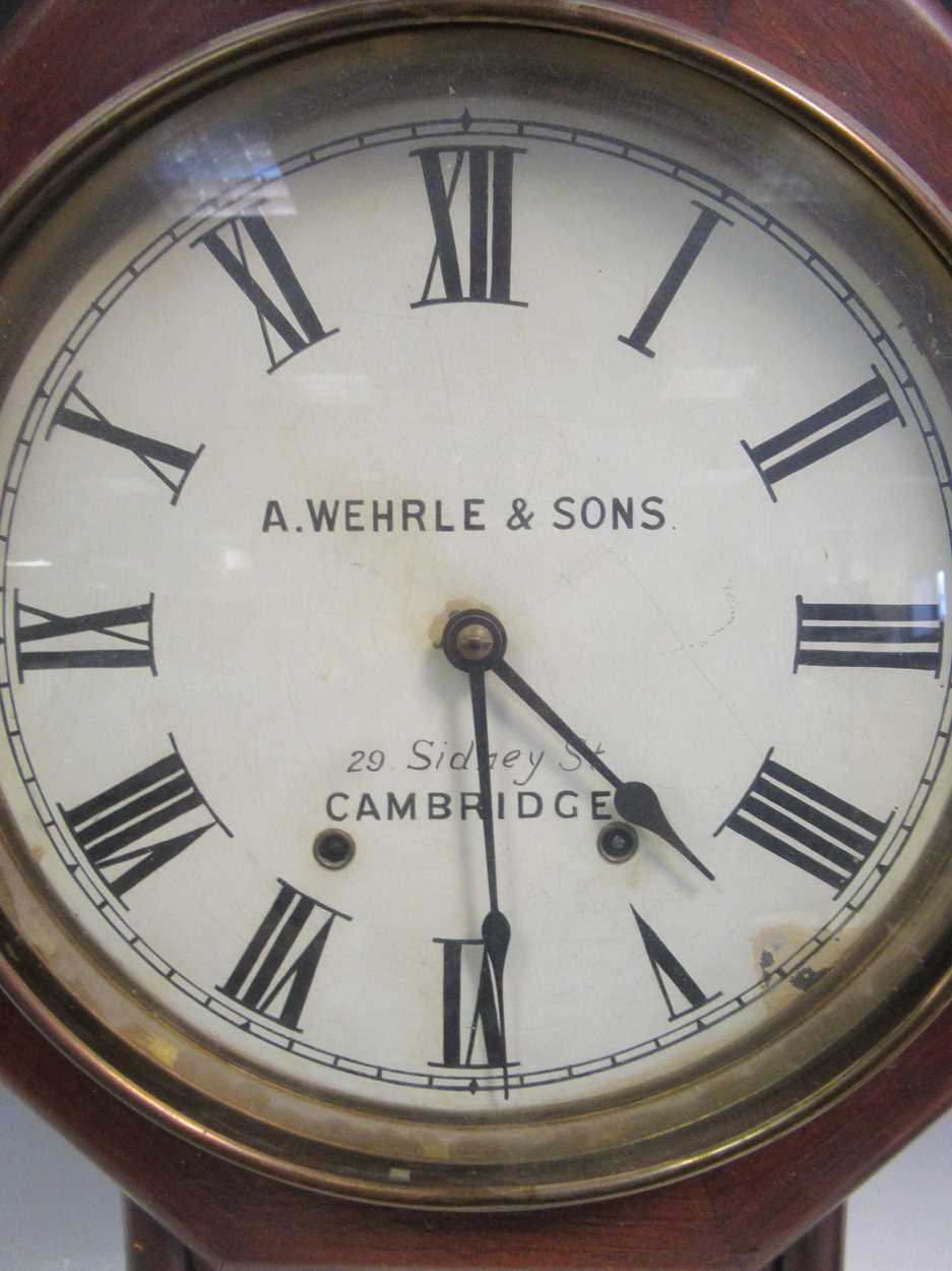 A 19th century wall clock, the dial inscibed 'A. Wehrle & Sons, Cambridge', 59cm high - Image 2 of 3