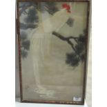 18th century watercolour of a white cockerel Chinese/Japanese? on Whatman paper 48 x 30cm