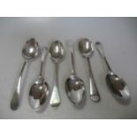 A collection of 6 early silver tablespoons, 9.6ozt gross (6)