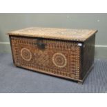 An Indian mother of pearl inlaid coffer 36 x 76 x 38cm