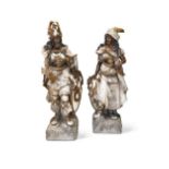 A pair of Wagnerian painted composition standing figures, early 20th century,