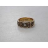 A Victorian seed pearl and enamel mourning ring, hallmarked Birmingham, 15ct gold, weight 3.