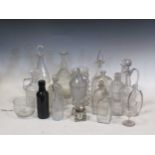 A collection of glass including decanters, drinking glasses etc