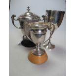 three silver trophy cups 39.5ozt gross (3)Provenance:Landwade Hall, Exning, Suffolk