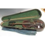 German violin labelled Mathias Neuner, Geigenmacher in Mittenwald, 1883, cased with a bow