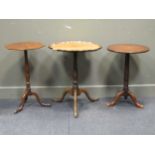 An Edwardian mahogany and inlaid tripod table with octagonal top 70 x 40 x 40cm, together with a
