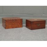 A Victorian amboyna stationery box together with a partially fitted Victorian rosewood work box (2)