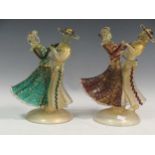 Two Murano glass figures of dancers tallest 30cm highProvenance:Landwade Hall, Exning,