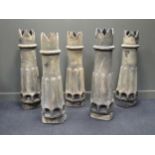 A set of five terracotta Champion chimney pots, between 120-125cm high (5)Provenance:Landwade