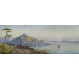 E.L. Herring (19th century) A pair of continental lake scenes both signed, watercolour, 22 x 59cm