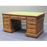 An Edwardian oak twin pedestal desk with inset writing surface, 152 cm wideCondition report: Overall