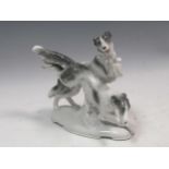 A model of two Borzoi leaping, mark on underside