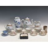 A Japanese tea set, Victorain plates, Dresden cups and saucers