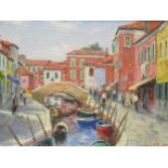 Ernest Knight (British, 1915–1995), Burano, Venice, signed 'Ernest Knight' (lower right), oil on