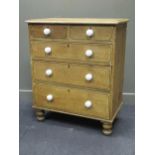 A 19th century painted pine chest of drawers, 110 x 92 x 49 cmCondition report: Most drawers pull