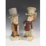 A rare pair of Whitman and Roth pottery figures of William Gladstone and Benjamin Disraeli tallest