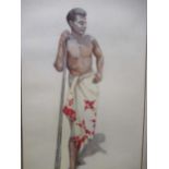 Stanley Rankin, portrait full-length of a Polynesian male, signed ‘Stanley/ Rankin’ (lower right)