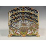 A continental faience letter rack 18cm highProvenance:Landwade Hall, Exning, Suffolk