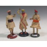 Three Indian painted plaster figures in traditional dress (3)