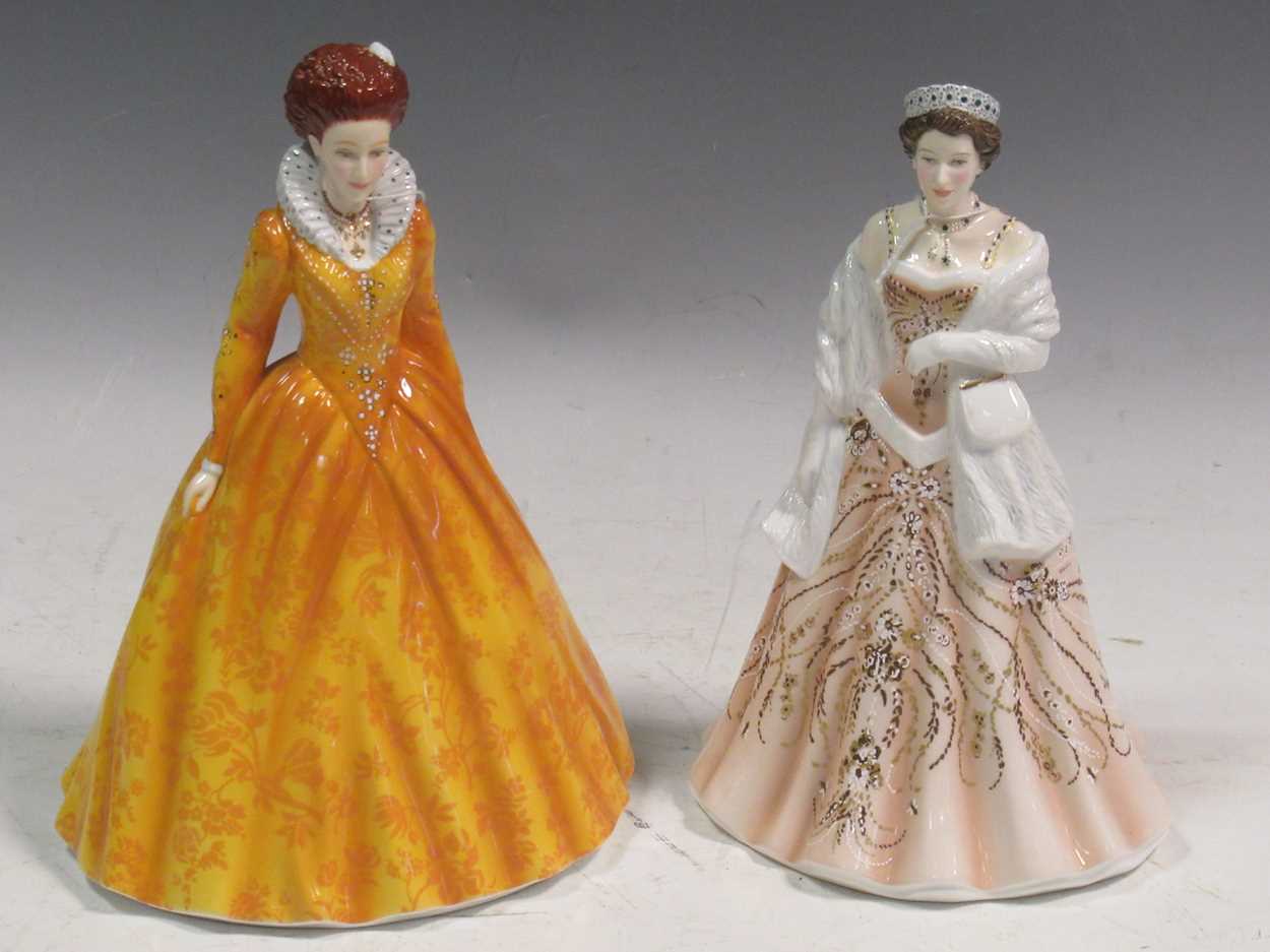 A Royal Doulton model of Queen Elizabeth I and another of Queen Elizabeth II, from the Young