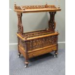 A Victorian burr walnut canterbury whatnot, 99 x 66 x 40 cmCondition report: Lower section the