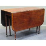 A George VI mahogany drop leaf table with kingwood banding