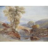William Leitch, A Bridge in the Highlands, watercolour, 19 x 29.5cm
