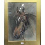 English School, 20th century, Head of a horse, pastel study, 54 x 39cm