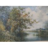 Francis Joseph 'Wiggs' Kinnaird (1875-1915) On the River Nene, Northants, watercolour signed and