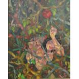 S J GroveEve reaching for the forbidden fruitSigned and dated lower left S.J.Grove DEC 95Oil on