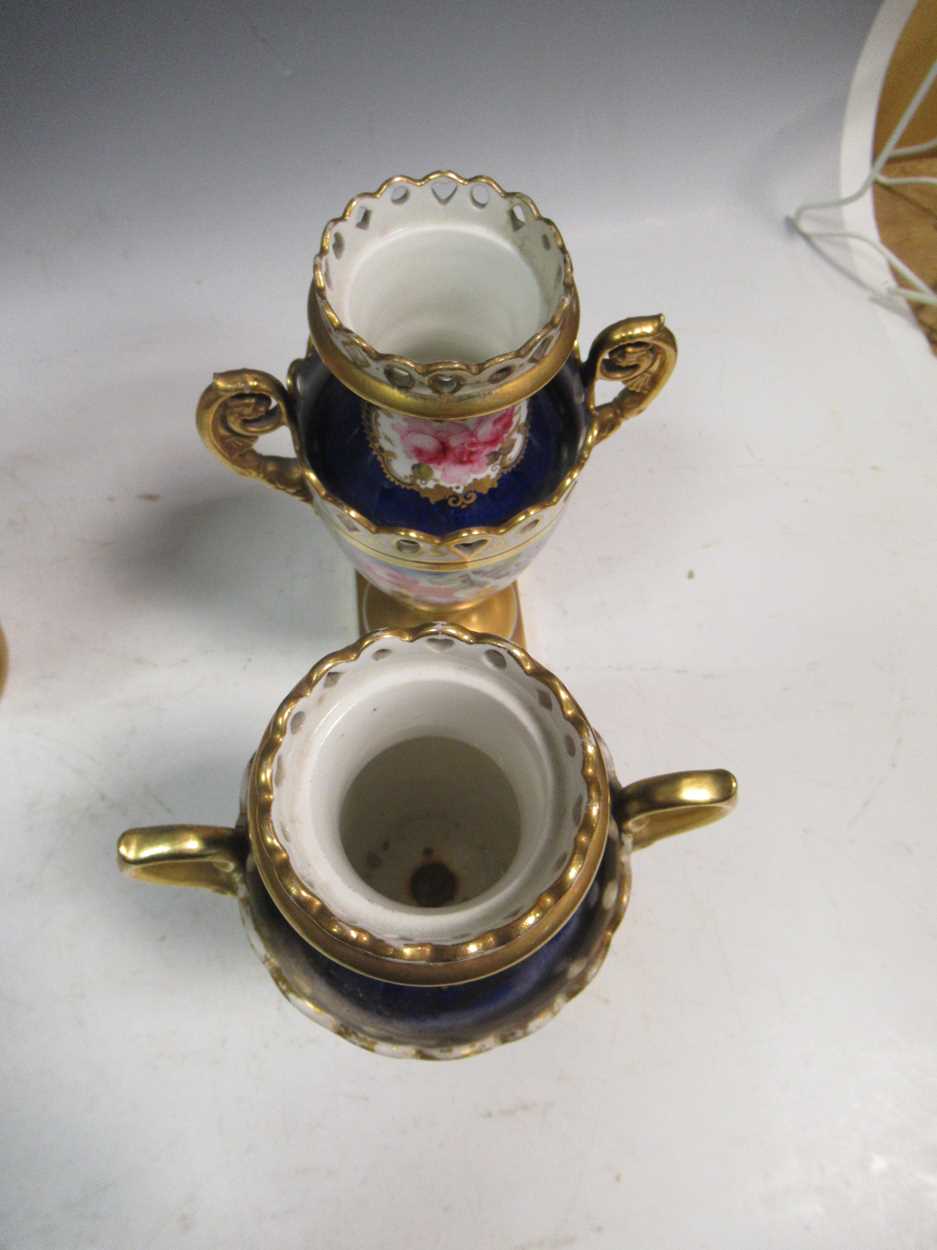 A garniture of Worcester vases with script marks, two pairs of 19th century Staffordshire - Image 9 of 22