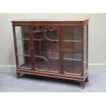 An early 20th century line inlaid mahogany glazed cabinet 115 x 138 x 39cmProvenance:Landwade
