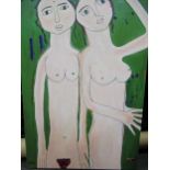 Marinela Marin, Deux Femmes Nues, 2017, after Jean Dubuffet, 1942, signed 'Marin' (lower left);