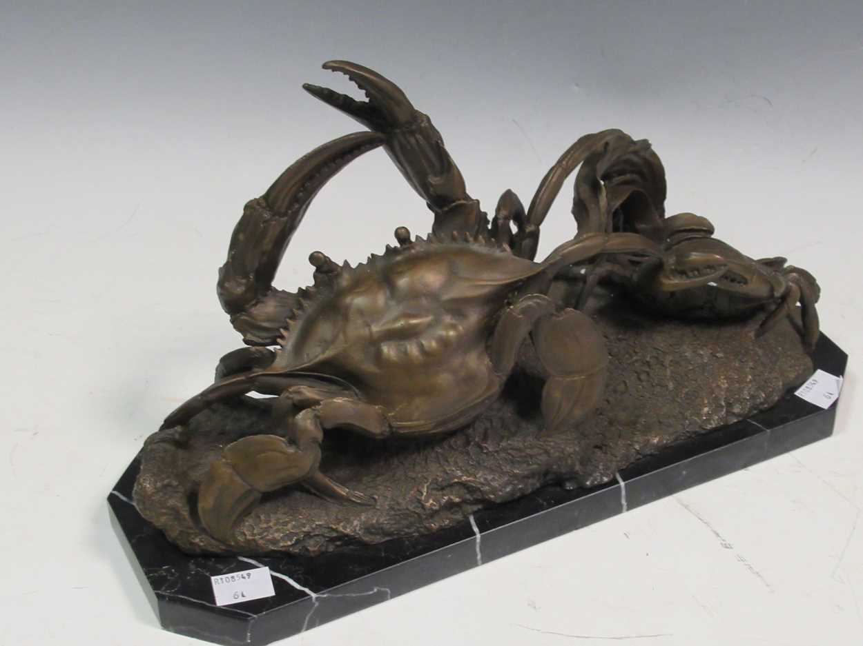 A modern bronze model of two crabs 21cm high and 34cm wide