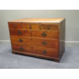 A 19th century estate made mahogany bank of seven drawers 92 x 133 x 68cmProvenance:Landwade Hall,