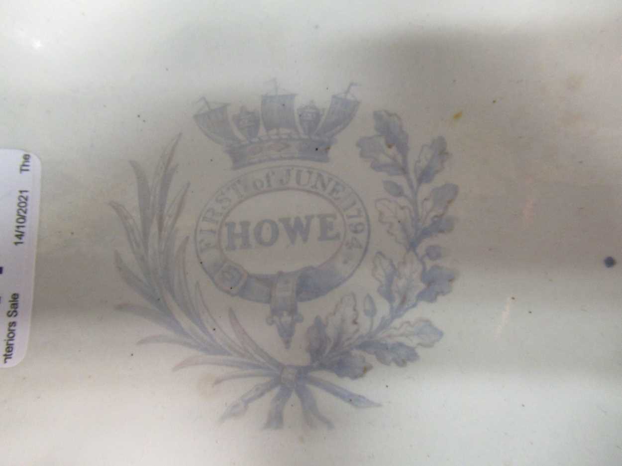 A 19th century two-handled commemorative pottery comport, the centre printed 'First June 1794 HOWE' - Image 6 of 7