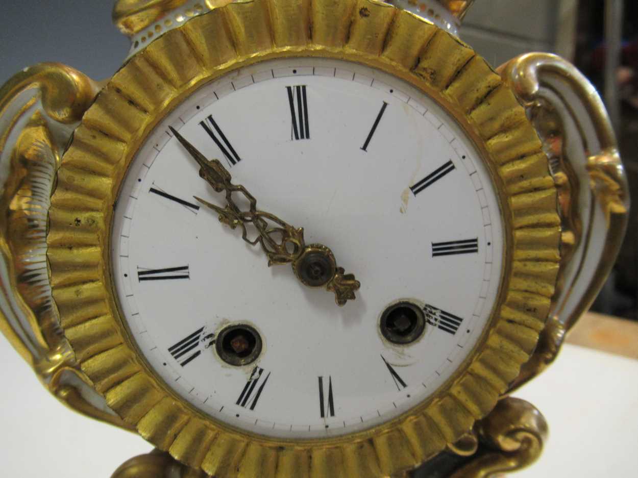 French porcelain clock 28cm high - Image 3 of 6