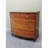 A 19th century mahogany bow fronted chest of two short over three long drawers 108 x 111 x