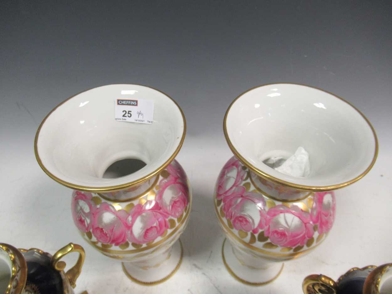 A garniture of Worcester vases with script marks, two pairs of 19th century Staffordshire - Image 2 of 22