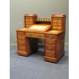 A late Victorian walnut pedestal desk with superstructureCondition report: Some areas sun
