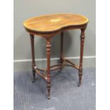 A 19th century inlaid rosewood kidney shaped occasional table, 70 x 63 x 45 cmCondition report: