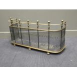 A 19th century brass fender with a mesh front, 100cm wide