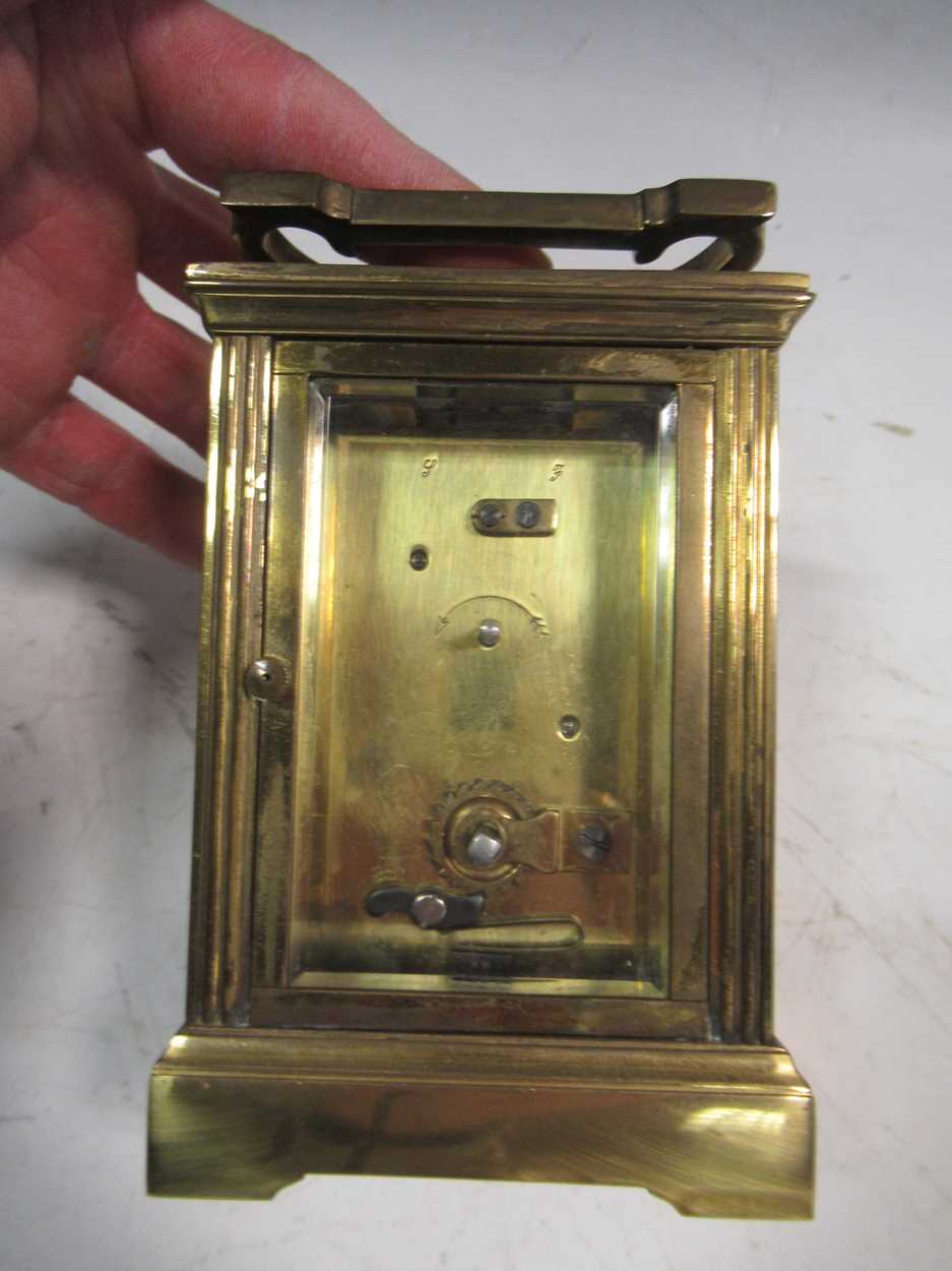 A gilt brass carriage timepiece 13cm high - Image 3 of 5