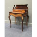 A late 19th century French rosewood and kingwood bonheur du jour, 103 x 71 x 48 cmCondition