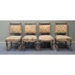 A set of four Gothic style oak dining chairs. Partially stamped with 'CH JEAN SELME', late 19th