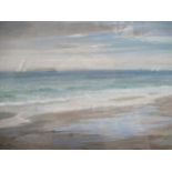 William Guthrie (Scottish, 1878-1924) Sailing boats offshore, pastel, signed, 26 x 46cm