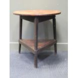 A 19th century pine topped cricket table, 78 high x 73 cm diameterCondition report: Top of the table